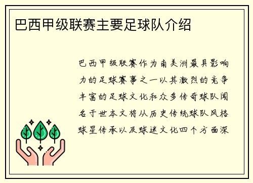 巴西甲级联赛主要足球队介绍